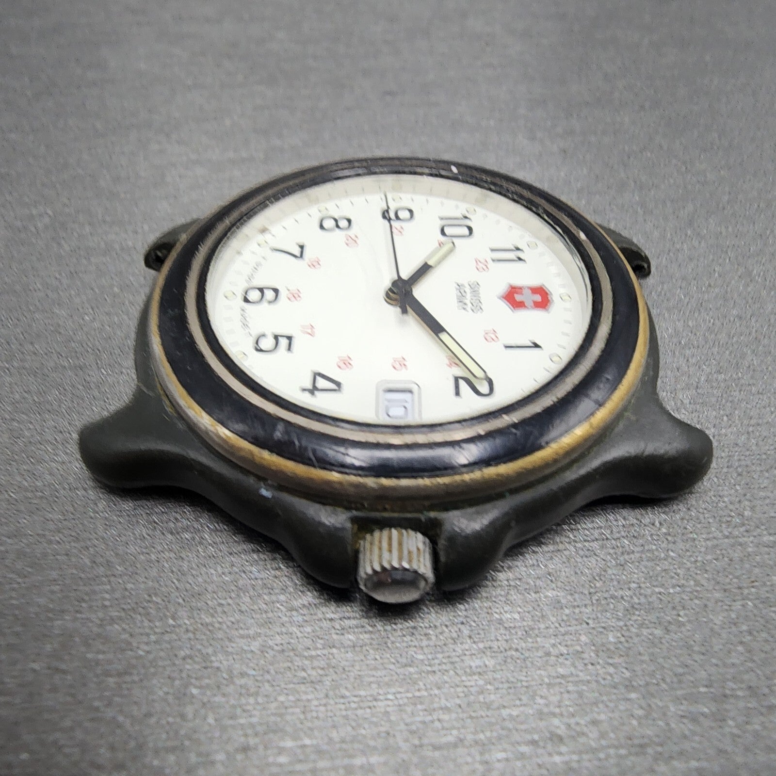 Victorinox Swiss Army Watch Men 39mm White Dial Black Tone Date Round PARTS6