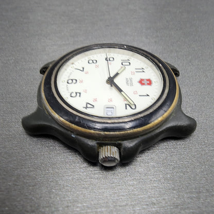 Victorinox Swiss Army Watch Men 39mm White Dial Black Tone Date Round PARTS6