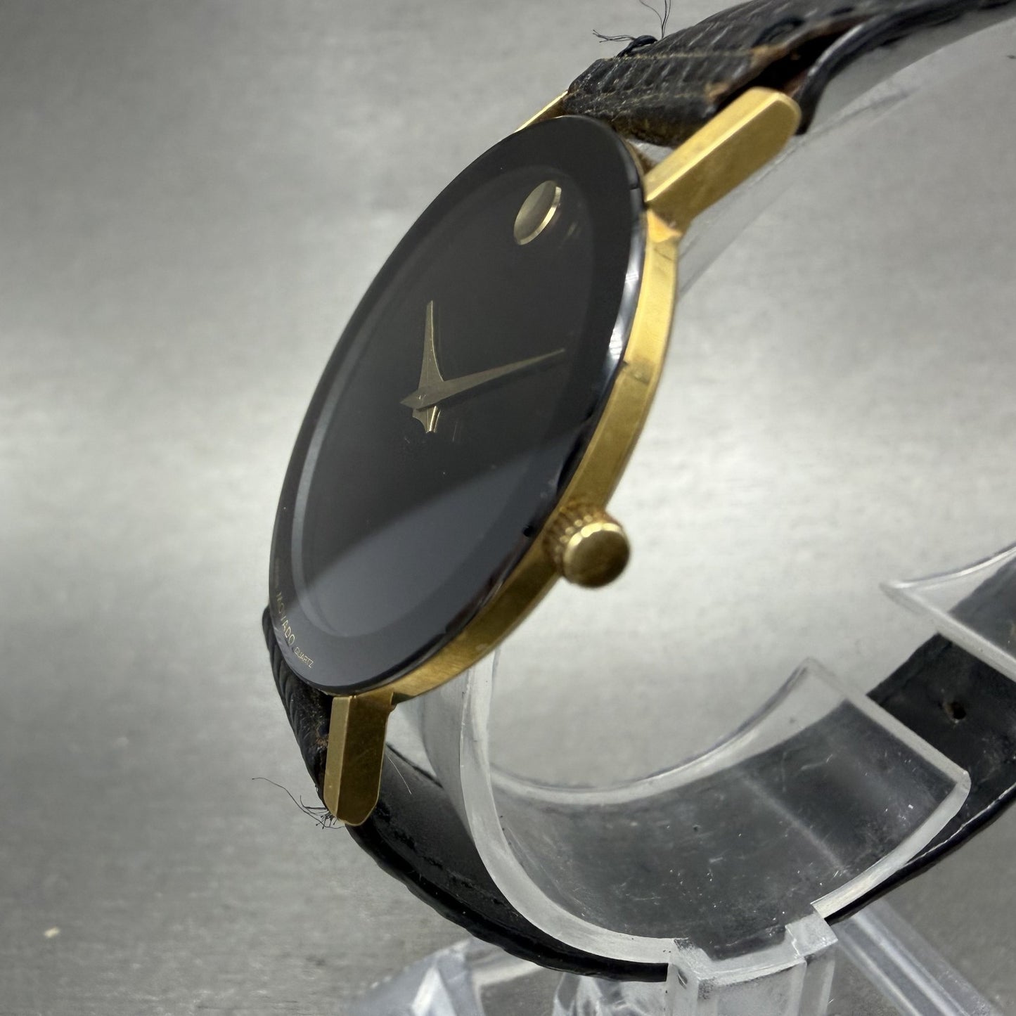 Movado Museum Watch Men 31mm Black Dial Gold Tone Round 8740882 New Battery2