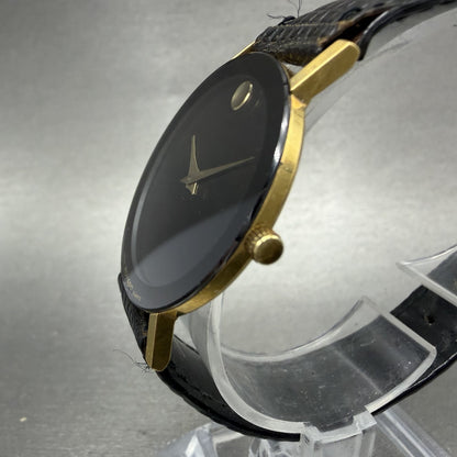 Movado Museum Watch Men 31mm Black Dial Gold Tone Round 8740882 New Battery2