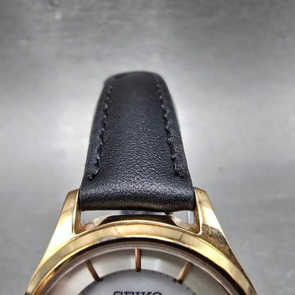 Seiko Solar Watch Women 29mm White Dial Rose Gold Tone Titanium Date Round Runs4