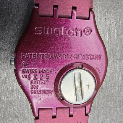 Swatch REDBAYA Watch Women Red Dial Red Tone Date Round GR405 New Battery10