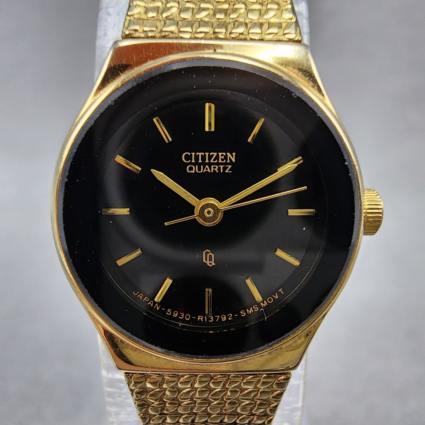 Citizen Watch Women 18mm Black Dial Gold Tone Round 5930R02467 New Battery1