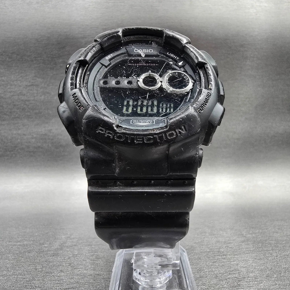 Casio G-Shock GD-100 Watch Men 51mm Black Chrono Alarm Round New Battery READ5