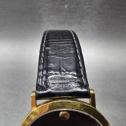 Movado Museum Watch Men 34mm Black Dial Gold Tone Round 87-66-0882 New Battery5