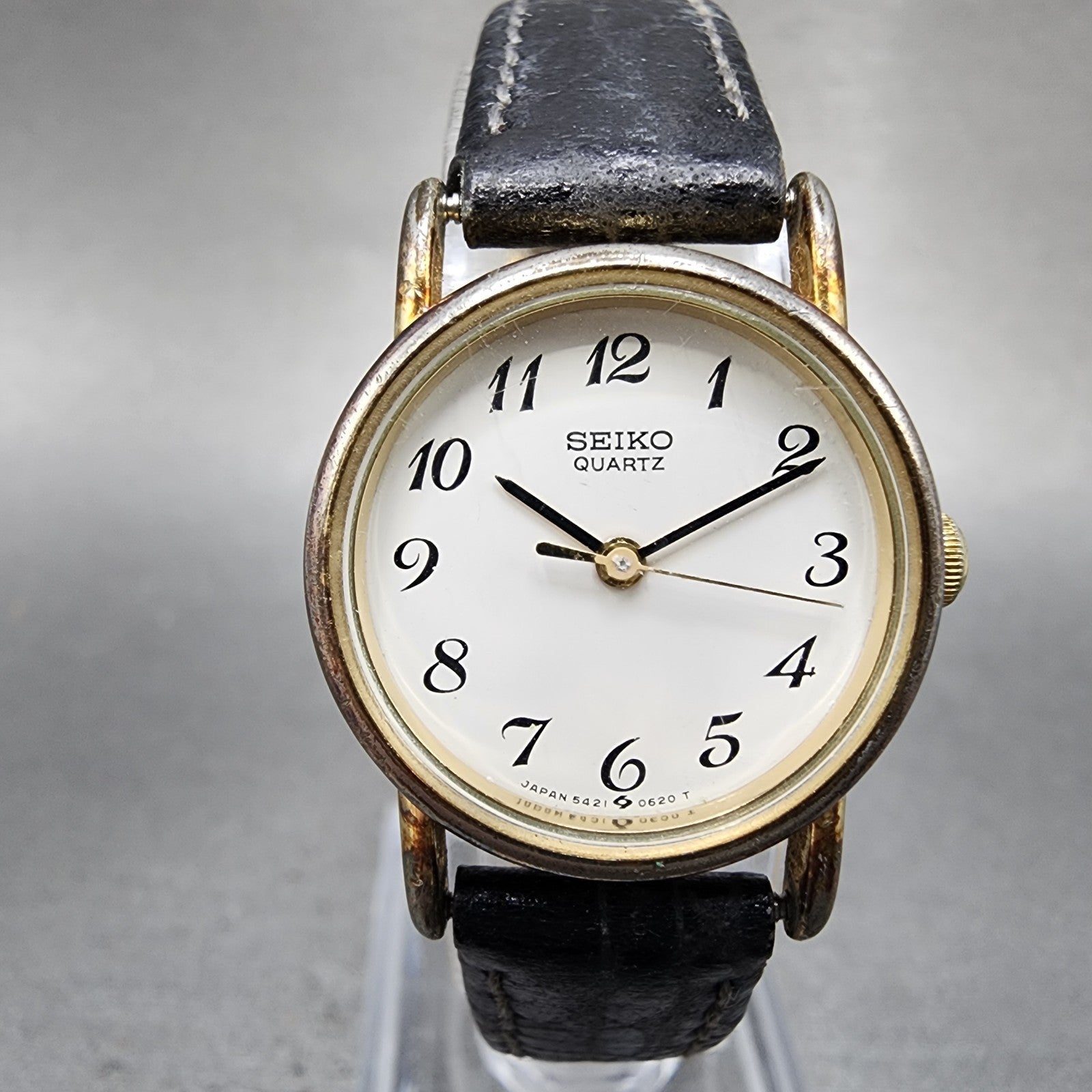 Seiko Watch Women 22mm White Dial Gold Tone Round 54210120 New Batter0
