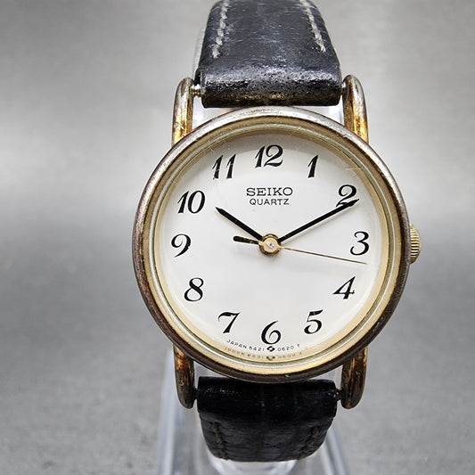 Seiko Watch Women 22mm White Dial Gold Tone Round 54210120 New Batter0