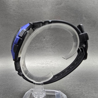 Casio W-213 Watch men 40mm Black Blue Alarm Chronograph Round New Battery6