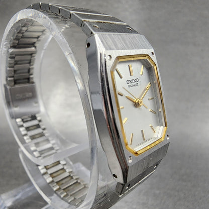 Seiko Watch Women 17mm Silver Dial Two Tone Rectangle 73215260 New Battery3