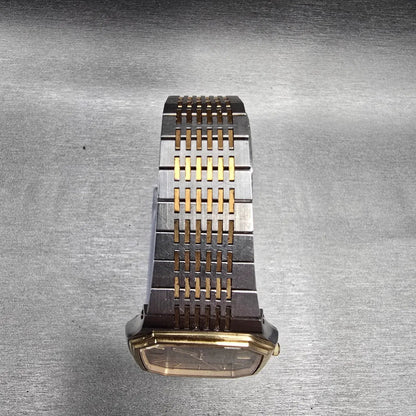 Seiko Watch Men 31mm Silver Dial Two Tone Rectangle 6030-5080 New Battery4
