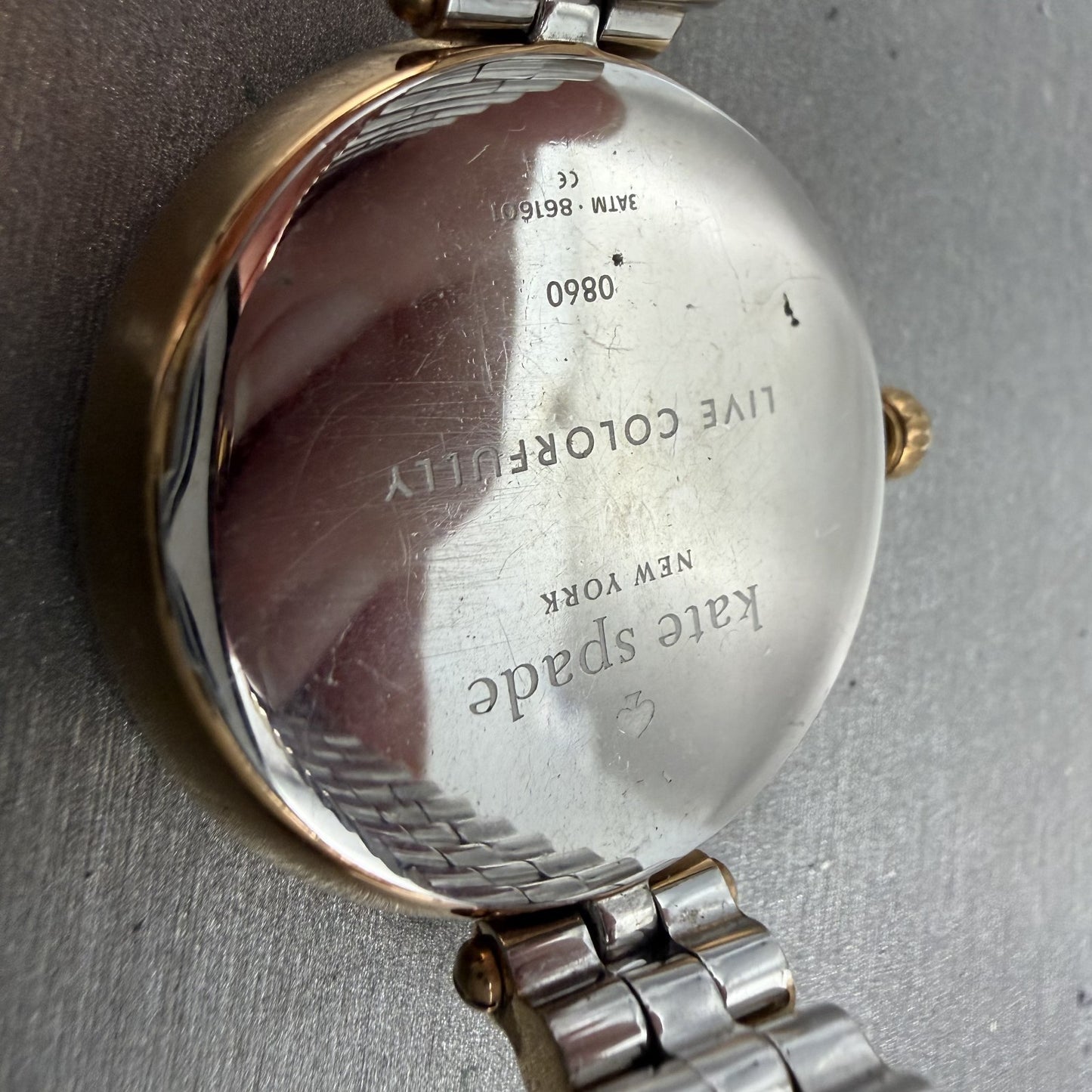 Kate Spade Holland Watch Women 34mm Rose Dial Two Tone Round New Battery8