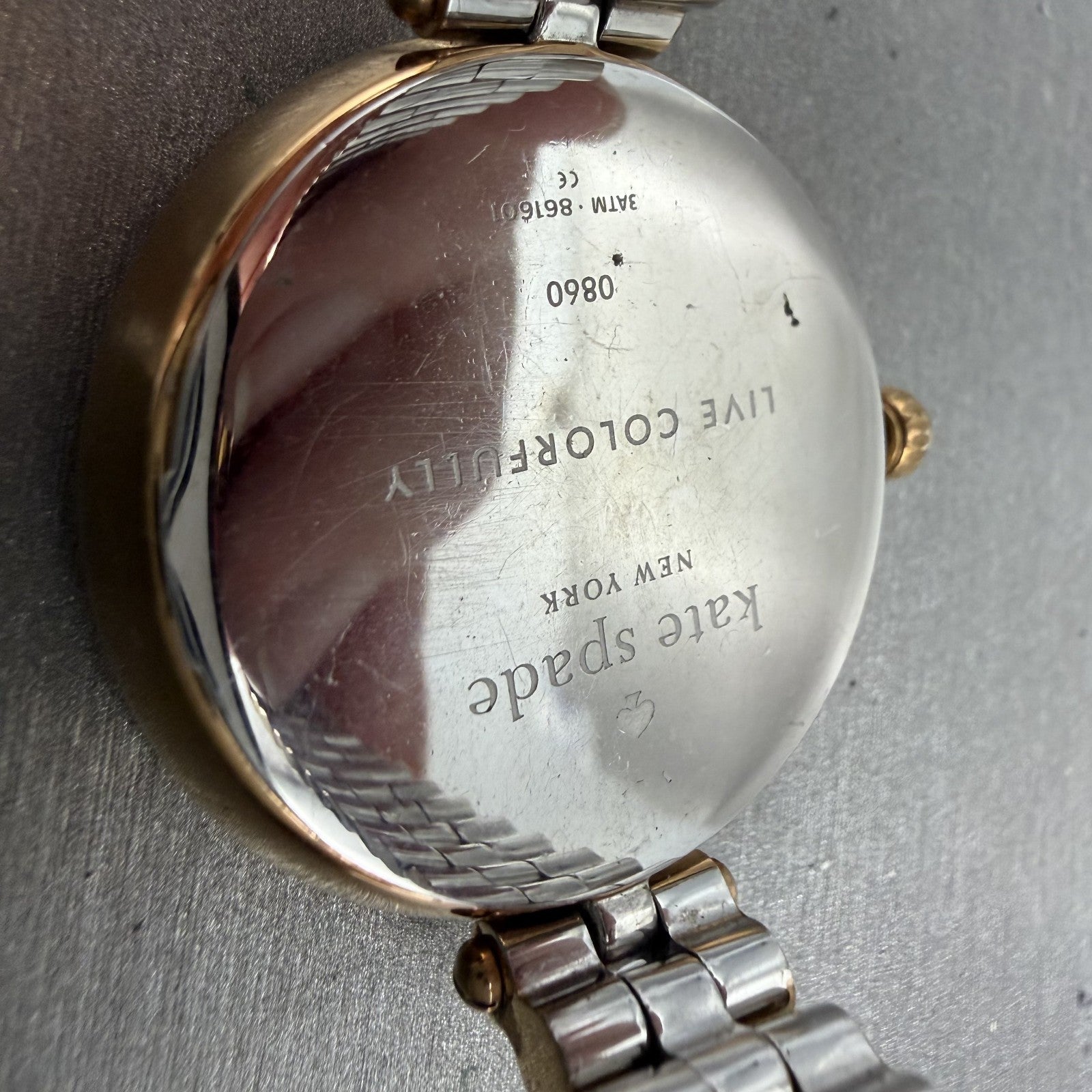 Kate Spade Holland Watch Women 34mm Rose Dial Two Tone Round New Battery8