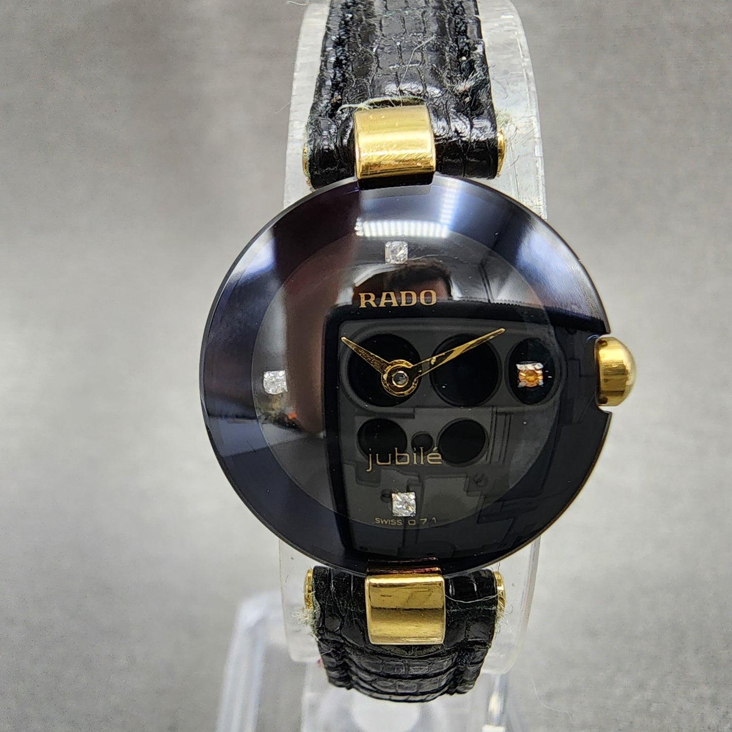 Rado Jubile Watch Women 21mm Black Dial Silver Tone Round 204.3579.4 New Battery1