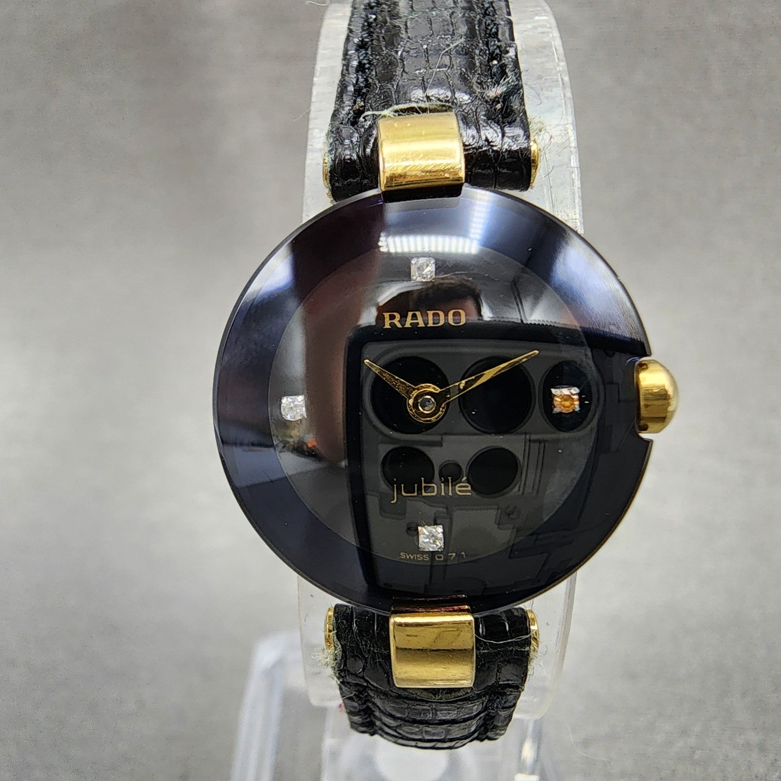 Rado Jubile Watch Women 21mm Black Dial Silver Tone Round 204.3579.4 New Battery1
