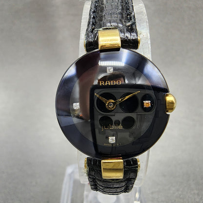 Rado Jubile Watch Women 21mm Black Dial Silver Tone Round 204.3579.4 New Battery1