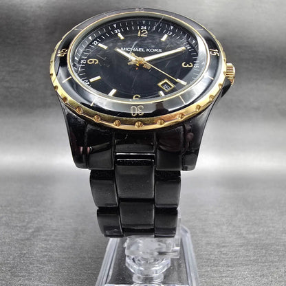 Michael Kors Madison Watch Men 42mm Black Dial Black Date MK-5173 New Battery5