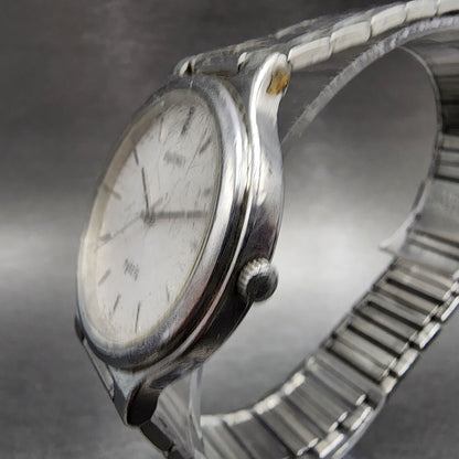 Seiko Spirit Watch Men 34mm White Dial Silver Tone Round 7N01-6A70 New Battery