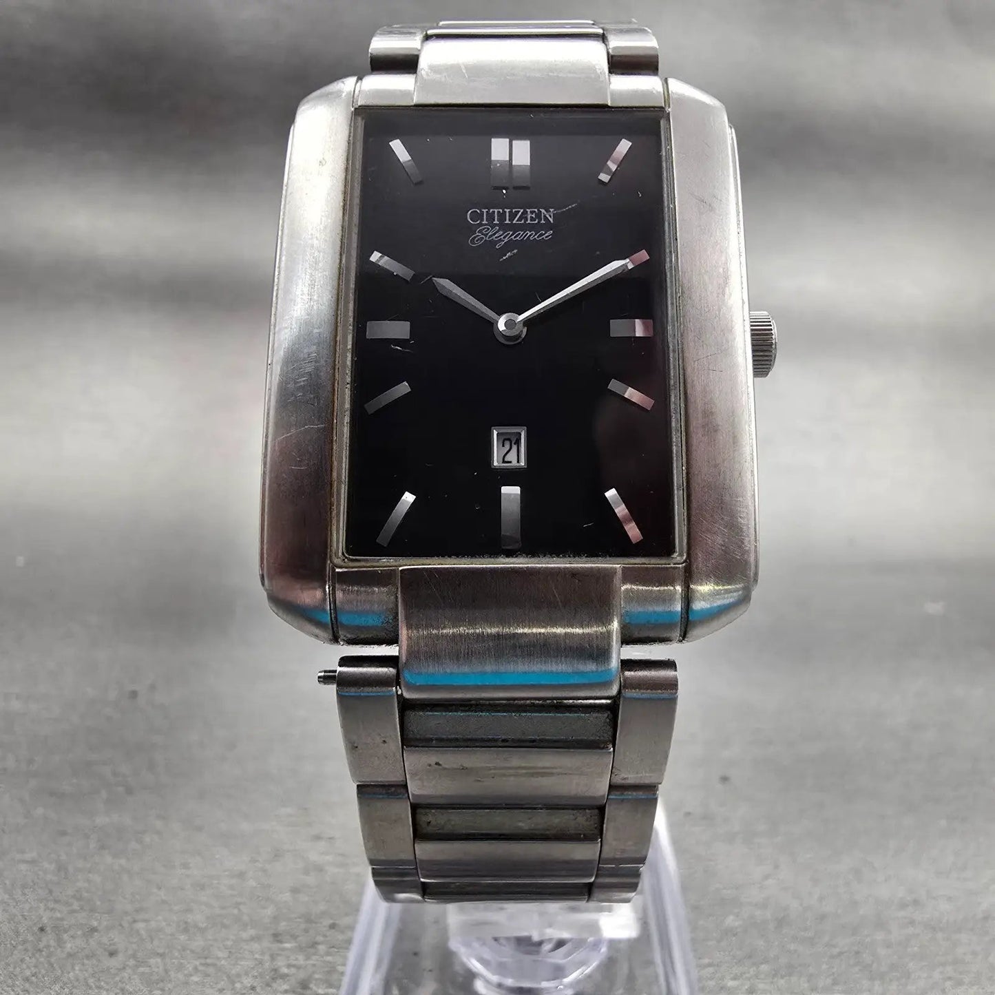 Citizen Elegance Watch Men 28mm Black Dial Silver Tone Date 1015-R32749 New Batt5