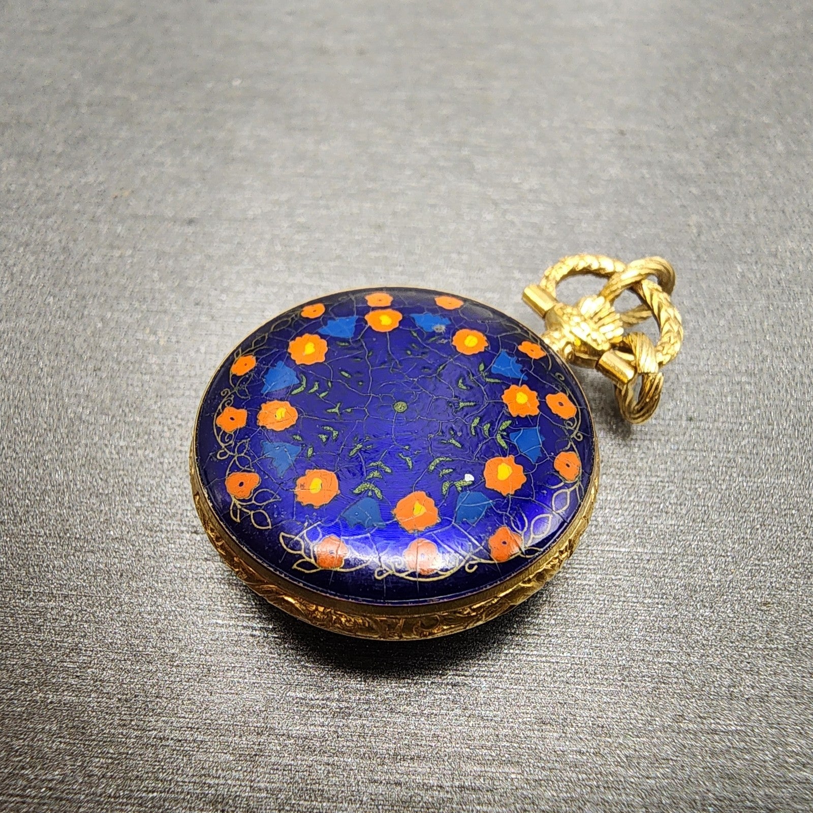 Seiko Pendent Watch Women 23mm Champagne Dial Gold & Blue Tone Manual Runs6