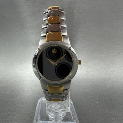 Movado Museum Watch Women 25mm Black Dial Two Tone Round 81 A1 1842 New Battery5