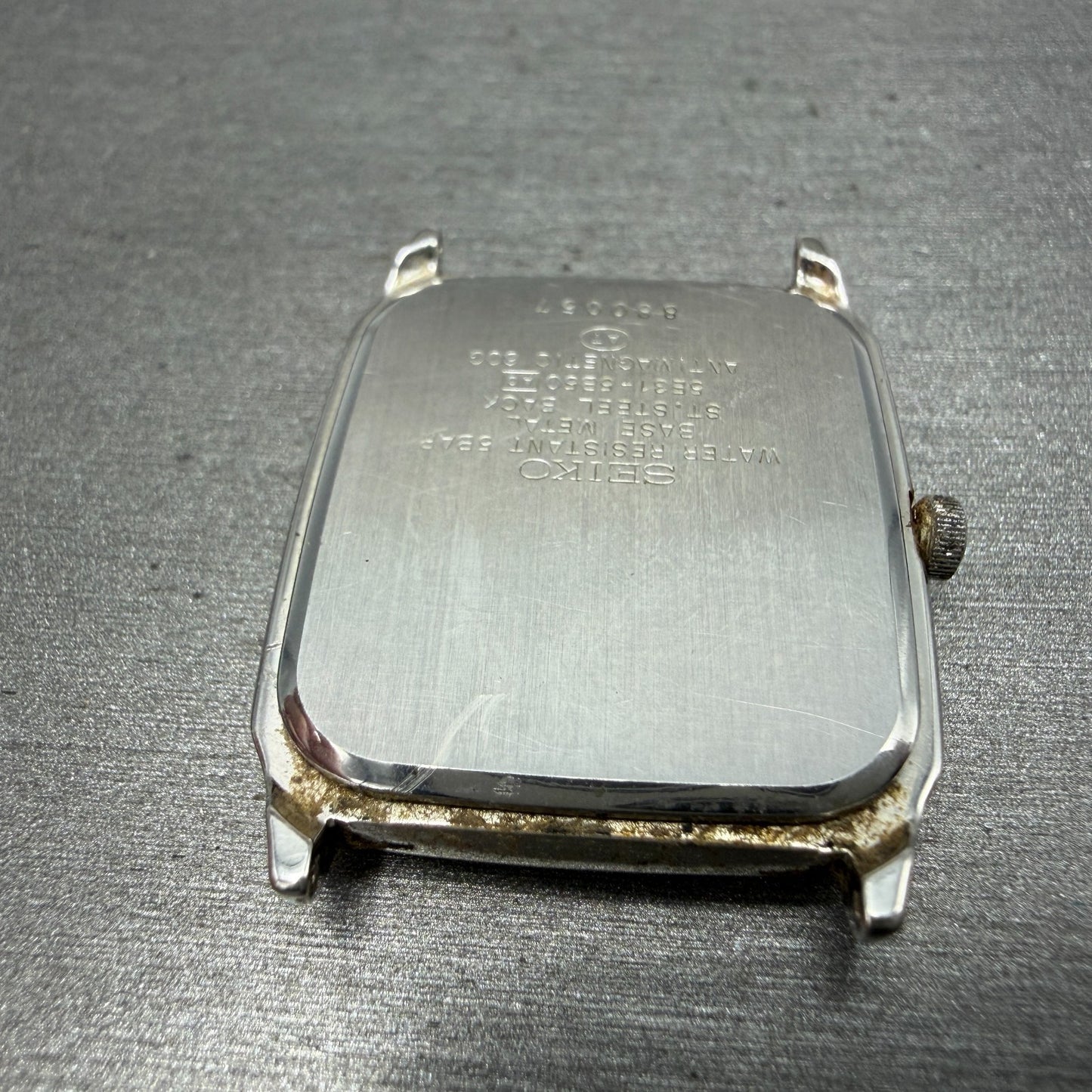 Seiko Spirit Tank Watch Men 27mm Silver Dial Silver Tone 5E31-5B50 PARTS12