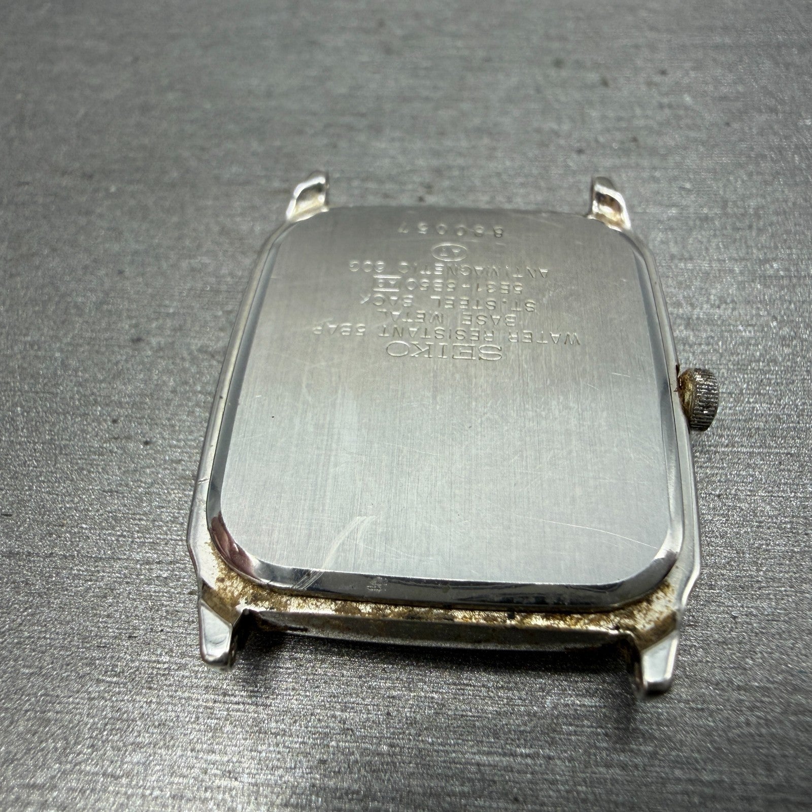 Seiko Spirit Tank Watch Men 27mm Silver Dial Silver Tone 5E31-5B50 PARTS12