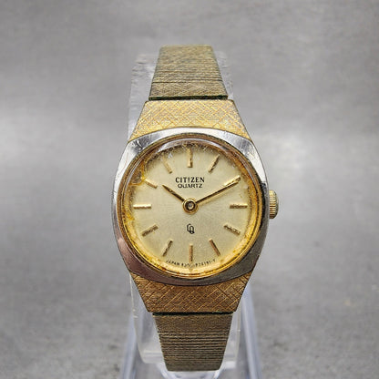 Citizen CQ Watch Women 18mm Cream Dial Gold Tone Round 4832779 New Battery1