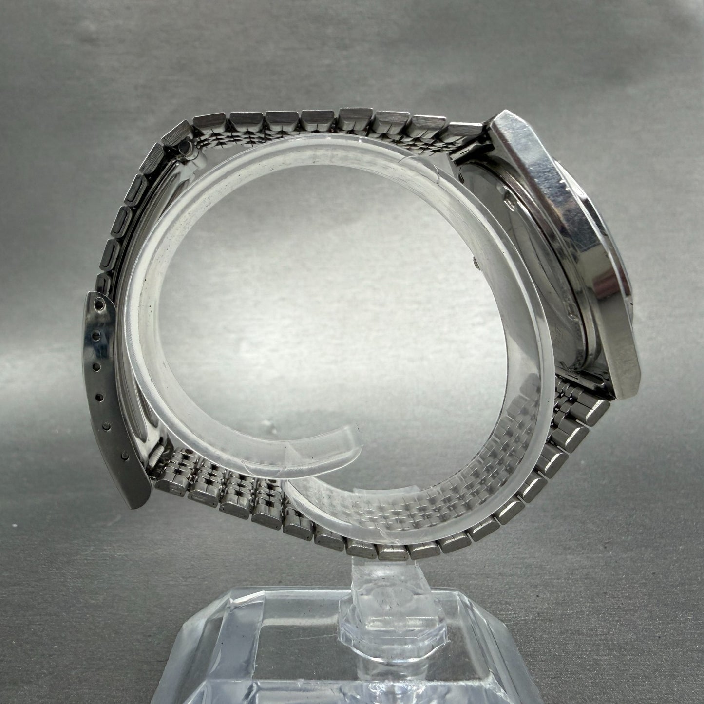 Seiko Chronos Watch Men 34mm Silver Dial Silver Tone Daydate 7433-7040 PARTS9