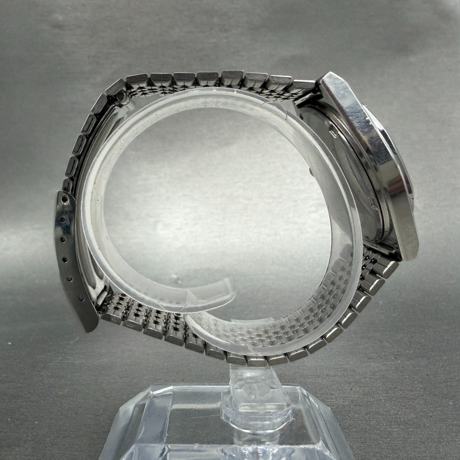 Seiko Chronos Watch Men 34mm Silver Dial Silver Tone Daydate 7433-7040 PARTS9
