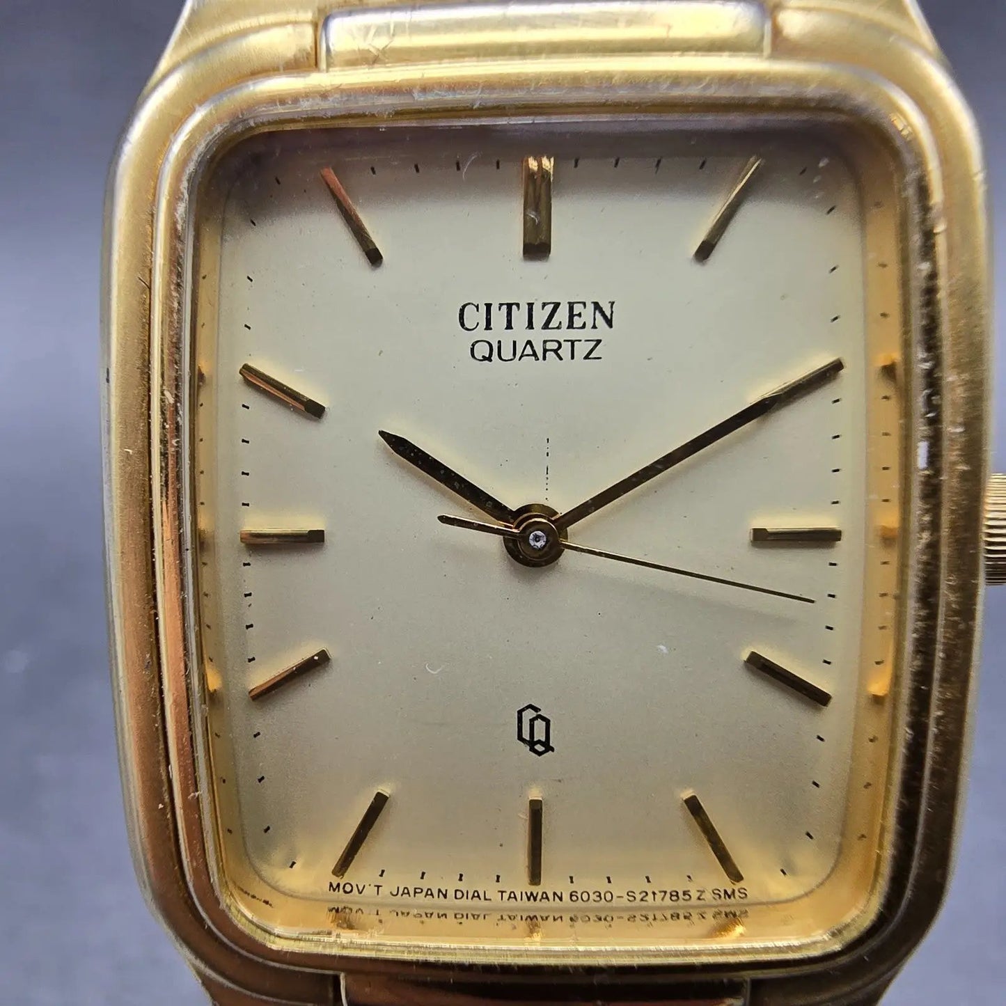 Citizen CQ Tank Watch Men 26mm Champagne Dial Gold Tone 6031-S16890 New Battery1