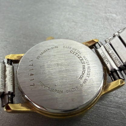 Citizen Watch Women 24mm Black Dial Gold Tone Date 1012-K13131 New Battery VTG9