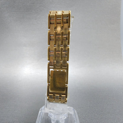 Bulova Tank Watch Women 14mm Gold Dial Gold Tone Diamond Bezel 90F26 New Battery7
