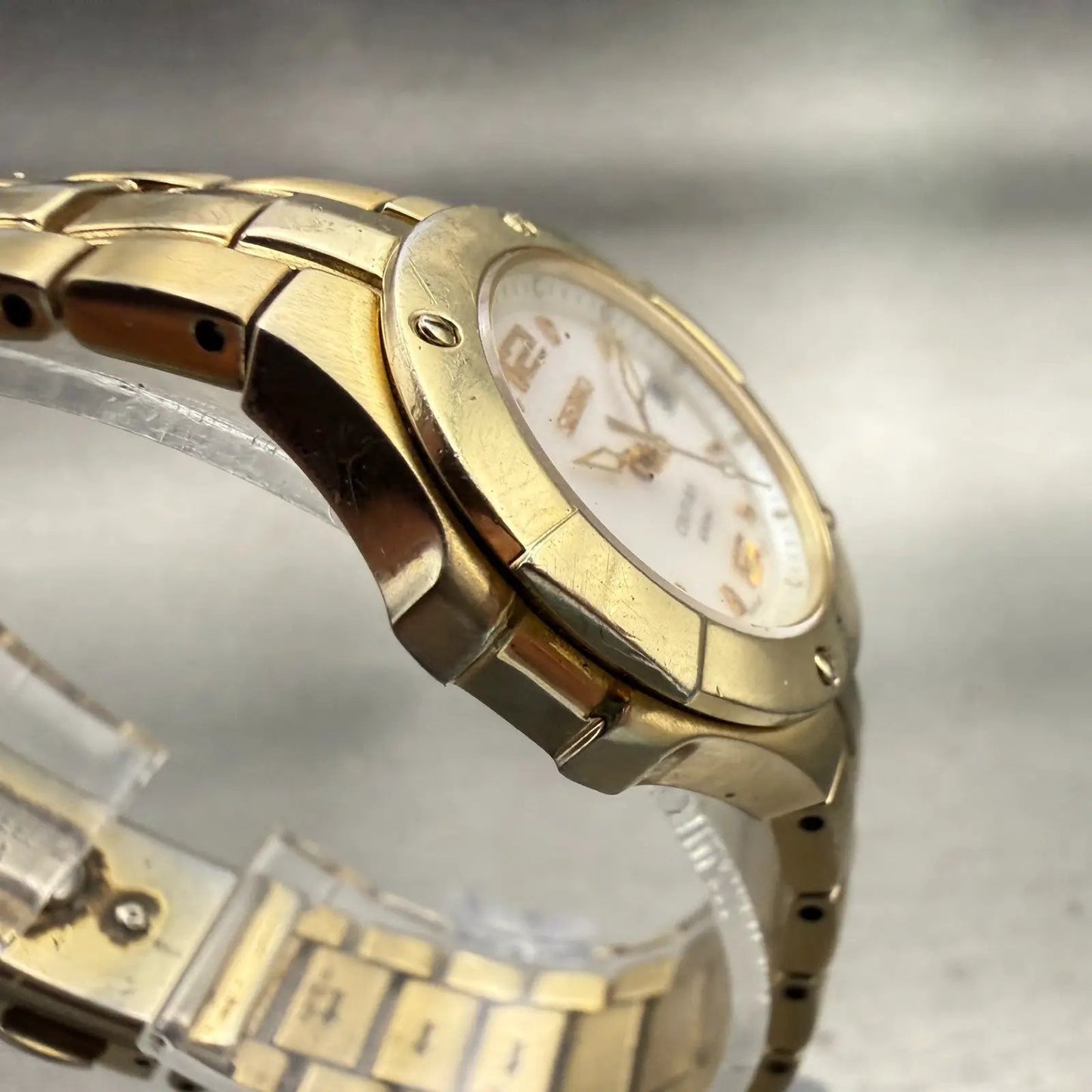 Seiko Coutura Watch Women 26mm MOP Dial Gold Tone Date Round 7N82-0CA0 New Batt3