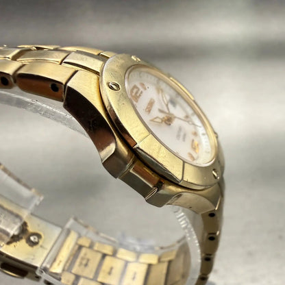 Seiko Coutura Watch Women 26mm MOP Dial Gold Tone Date Round 7N82-0CA0 New Batt3
