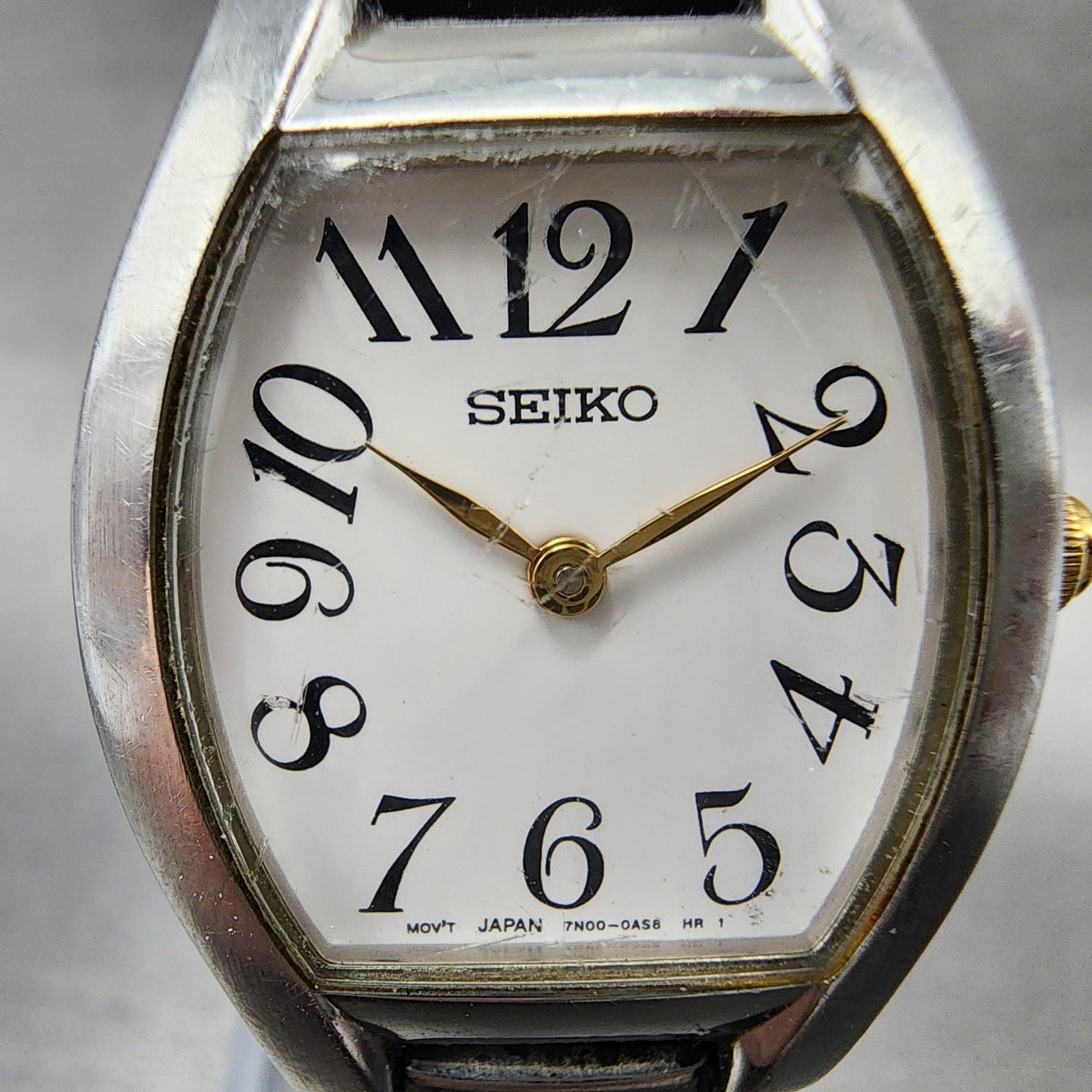 Seiko Watch Women 23mm White Dial Two Tone Tourneau 7N000AG0 New Battery1