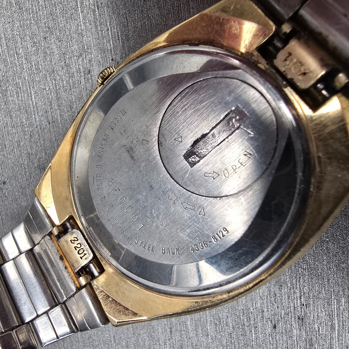 Seiko SQ Watch Men 36mm Brown Dial Gold Tone Daydate 4336-8129 New Battery10