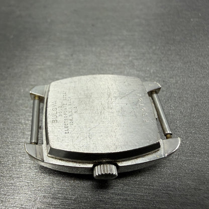 Bulova Accutron Watch Women 20mm Silver Dial White Gold Plated Tunning Fork Runs6