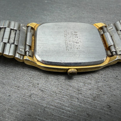Citizen CQ Tank Watch Men 26mm Black Dial Gold Tone Rectangle 6030-S60244 PARTS12