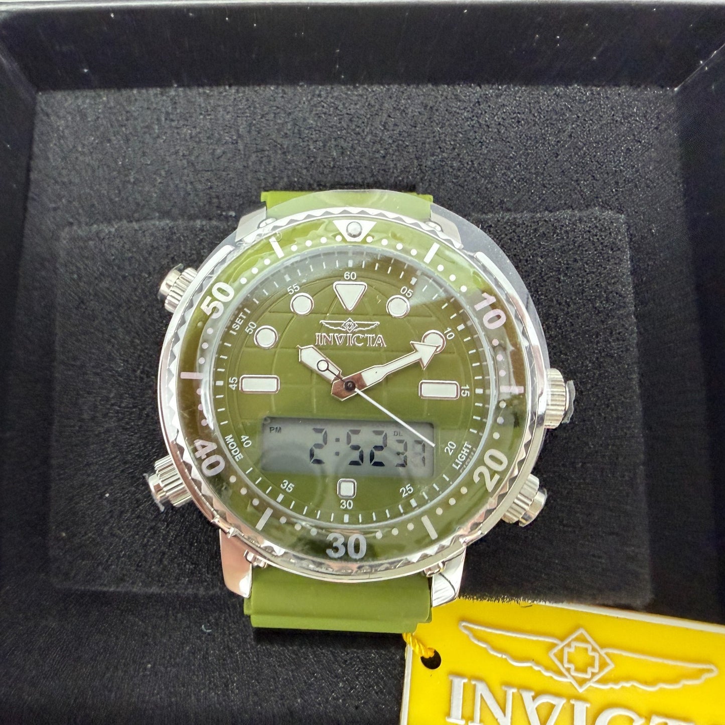 Invicta Pro Diver Watch Men 47mm Analog Digital Green Dial Steel Chrono 494500