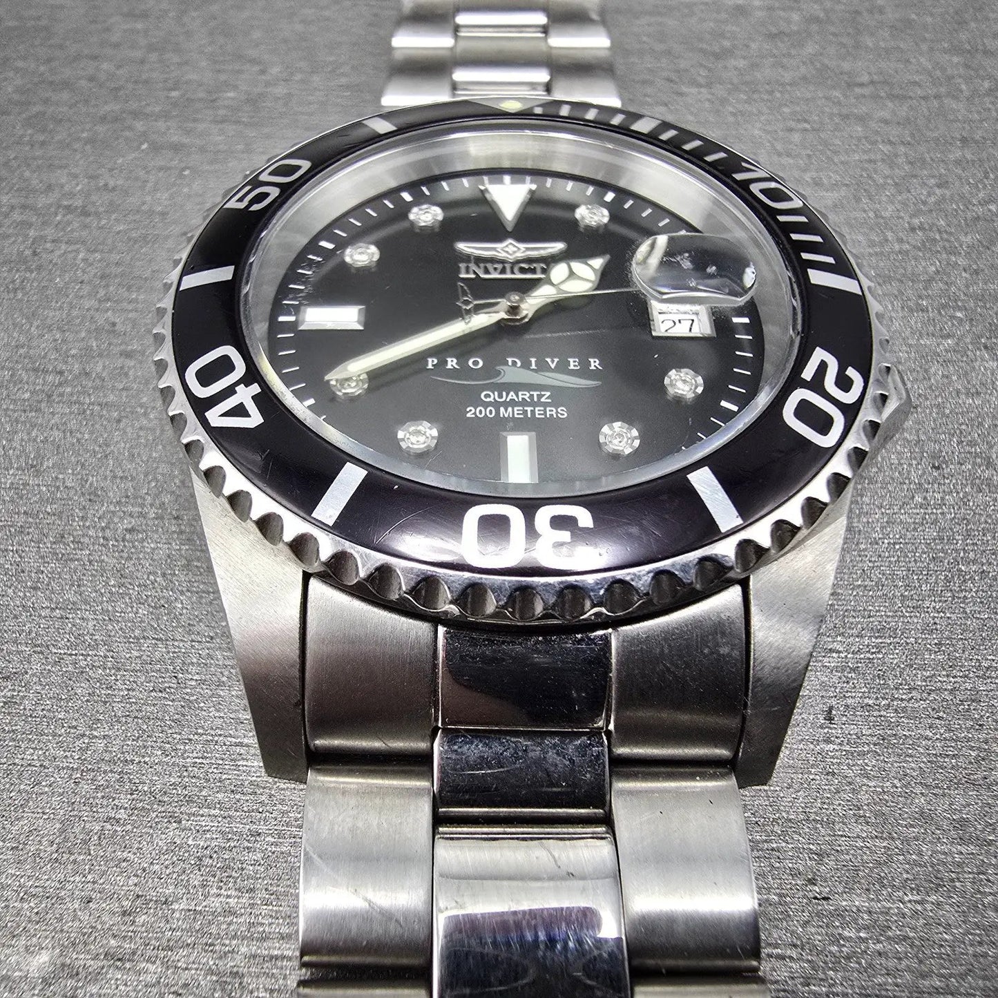 Invicta Pro Diver Watch Men 43mm MOP Dial Silver Tone Date 5009 PARTS NO CROWN3