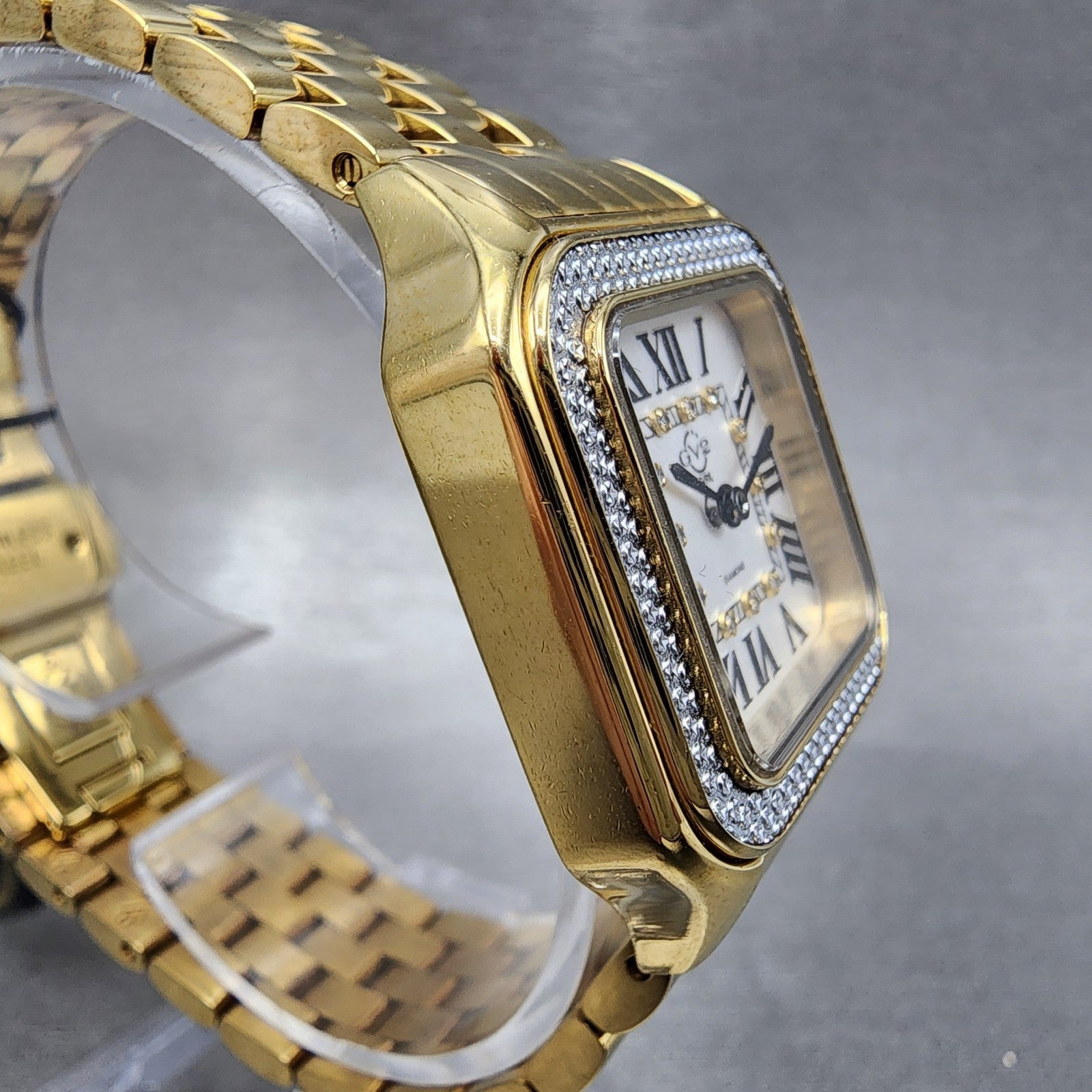 Gevril GV2 Milan Watch Women 28mm White Dial Gold Tone Diamond Accetns 12113B3