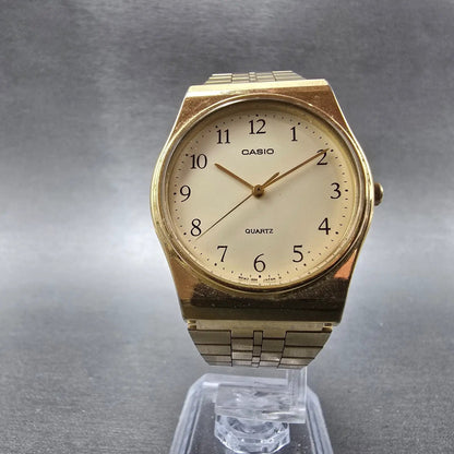Casio MQ-336 Watch Men 33mm Champagne Dial Gold Tone Round New Battery Vintage5