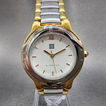 Givenchy Watch Women 34mm White Dial Two Tone Date Round New Battery0