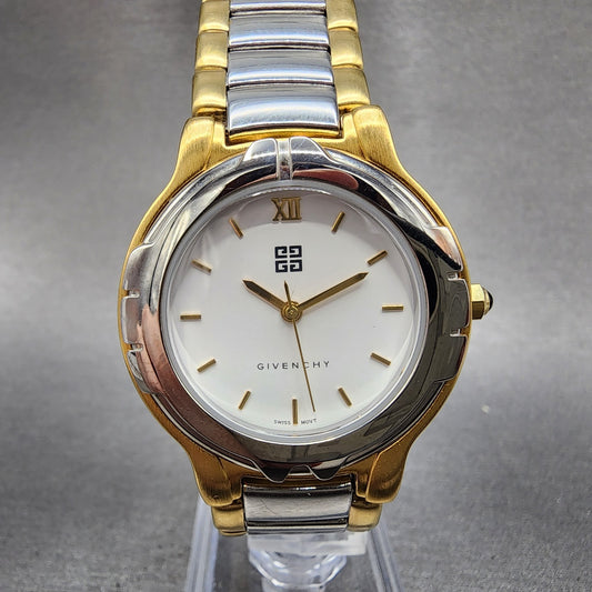 Givenchy Watch Women 34mm White Dial Two Tone Date Round New Battery0