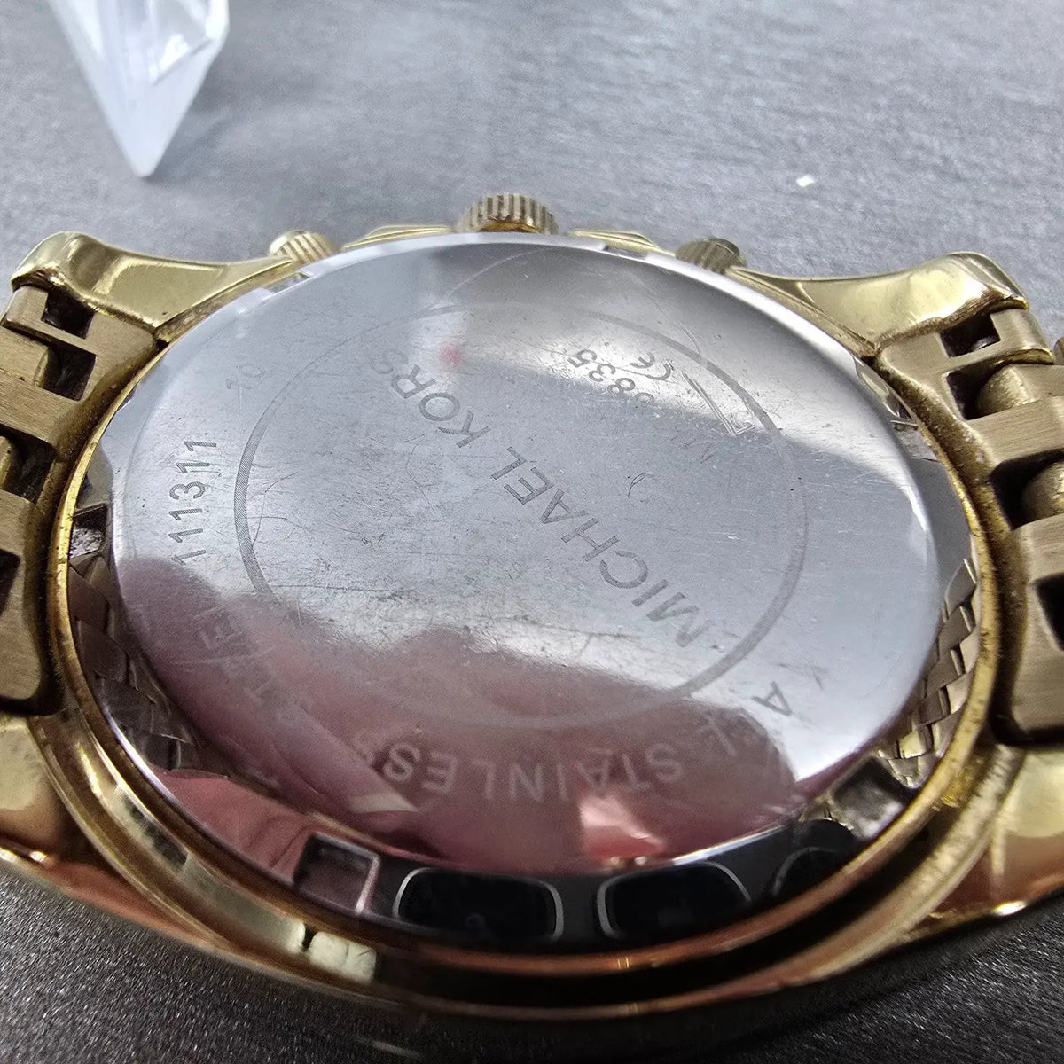 Michael Kors Pressley Chronograph Watch 39mm Women White Dial Gold Tone PARTS9