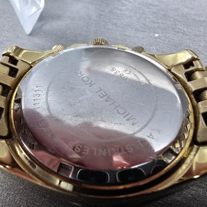 Michael Kors Pressley Chronograph Watch 39mm Women White Dial Gold Tone PARTS9
