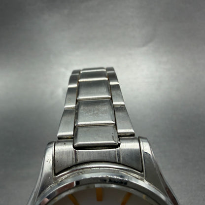 Seiko Alba Solar Watch Men 36mm Silver Dial Silver Tone Daydate V158-0AX0 Runs4