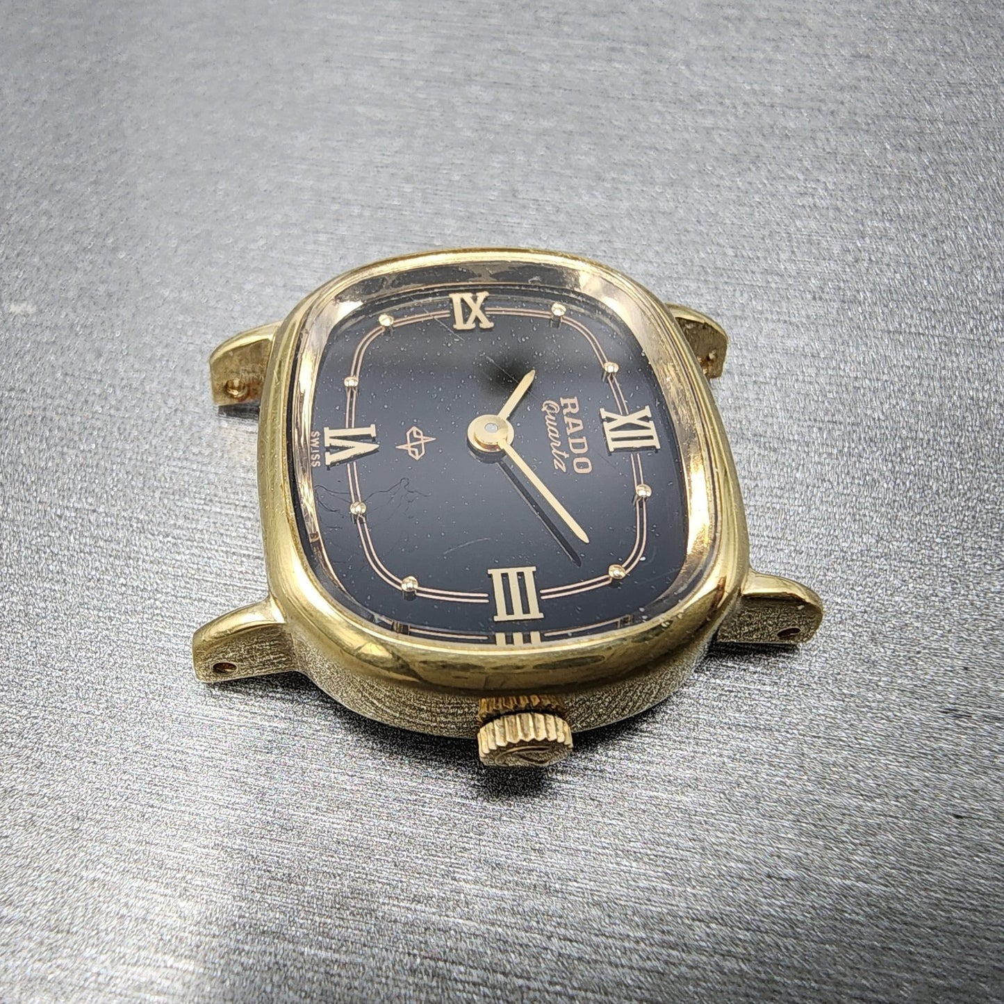 Rado Watch Women 23mm Black Dial Gold Tone Rectangle 700.9003.2 PARTS6