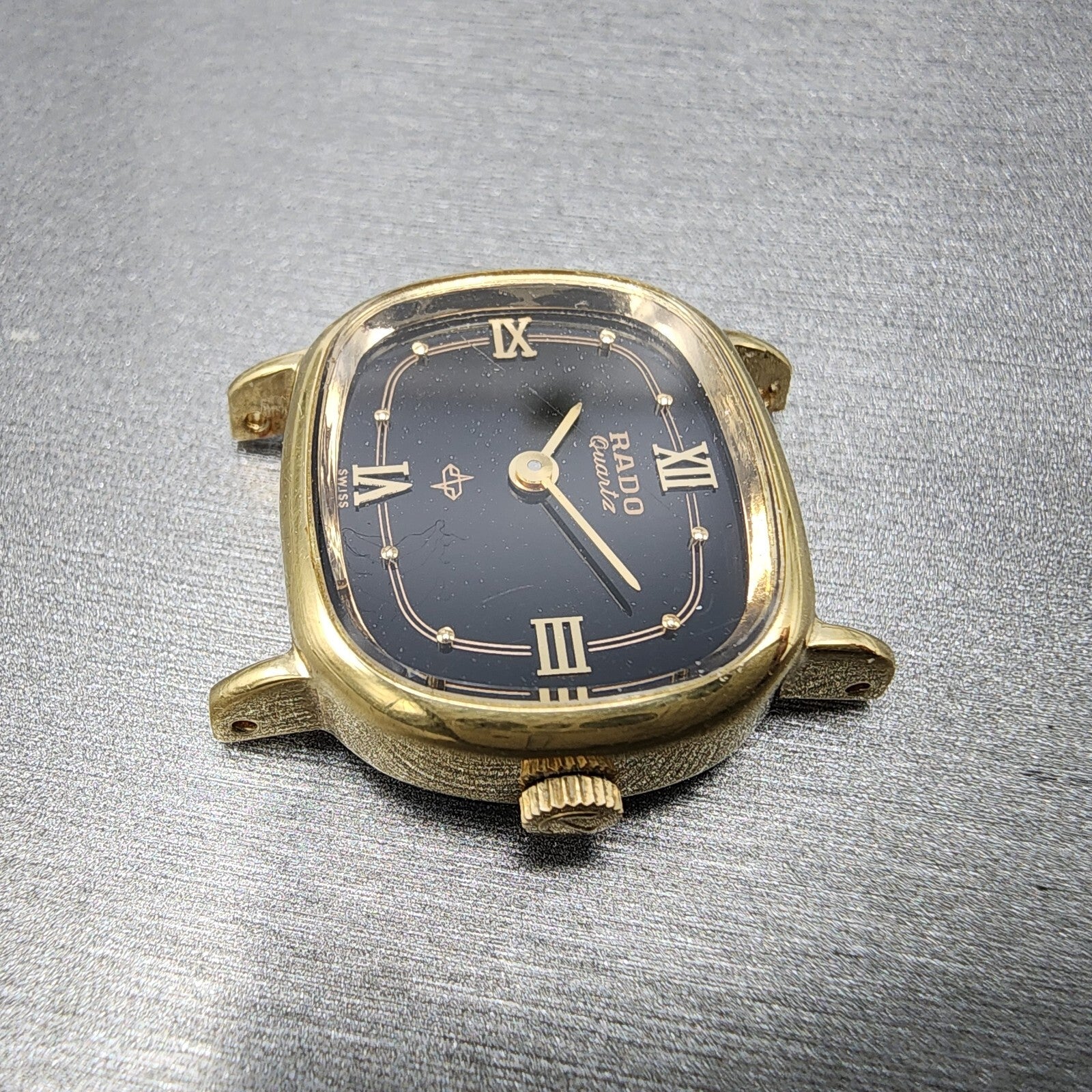 Rado Watch Women 23mm Black Dial Gold Tone Rectangle 700.9003.2 PARTS6