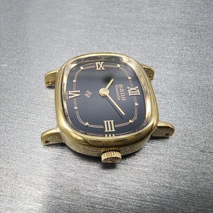 Rado Watch Women 23mm Black Dial Gold Tone Rectangle 700.9003.2 PARTS6